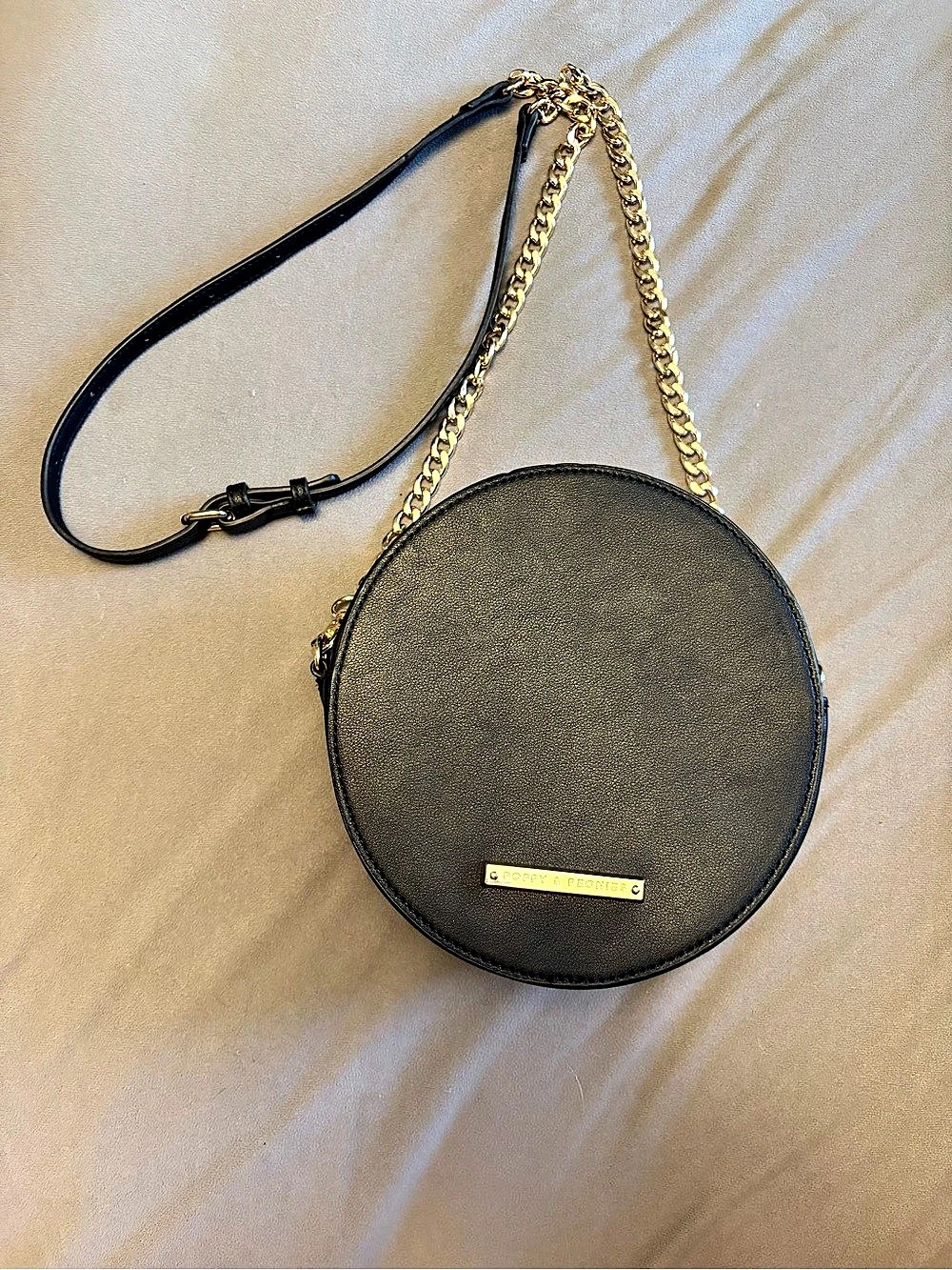 Poppy & Peonies Black Round Crossbody Bag